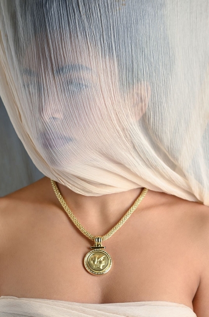 Goddess Athena coin with diamonds